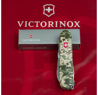Складаний ніж Victorinox CLIMBER ARMY Піксель з черв. Лого 1.3703.3.W3941p