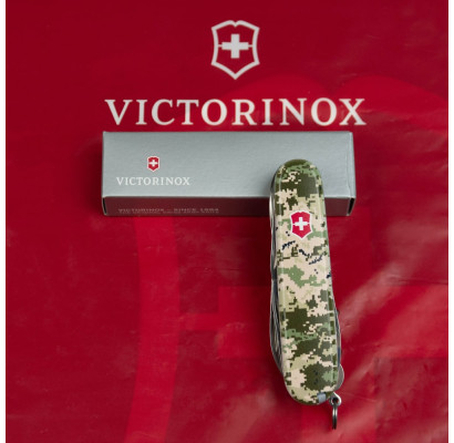 Складаний ніж Victorinox HUNTSMAN ARMY Піксель з черв. лого 1.3713.3.W3941p