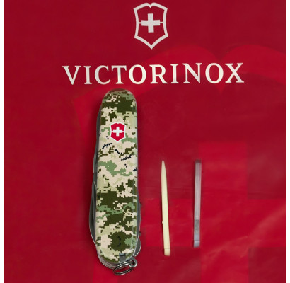 Складаний ніж Victorinox HUNTSMAN ARMY Піксель з черв. лого 1.3713.3.W3941p