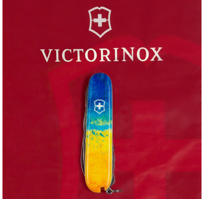 Складной нож Victorinox CLIMBER UKRAINE Желто-синий рисунок 1.3703.7.T3100p