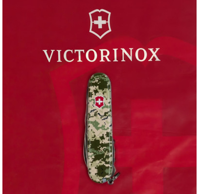 Складаний ніж Victorinox HUNTSMAN ARMY Піксель з черв. лого 1.3713.3.W3941p