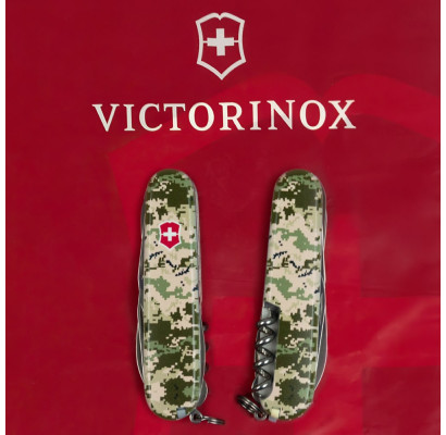 Складаний ніж Victorinox HUNTSMAN ARMY Піксель з черв. лого 1.3713.3.W3941p