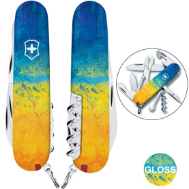 Складаний ніж Victorinox CLIMBER UKRAINE Жовто-синій малюнок 1.3703.7.T3100p
