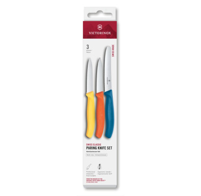 Набір ножів для чищення овочів Victorinox Swiss Classic 3 ножа жовт/помар/син 6.7116.32C1