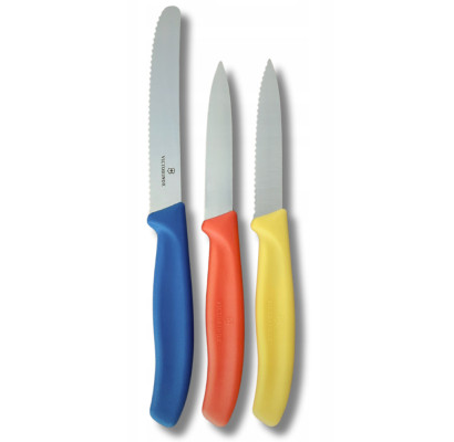 Набір ножів для чищення овочів Victorinox Swiss Classic 3 ножа жовт/помар/син 6.7116.32C1