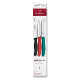 Набор ножей для очистки овощей Victorinox Swiss Classic 3 ножа черн/крас/зел 6.7116.34C1