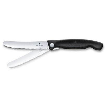 Складаний ніж для пікніка Victorinox Swiss Classic 11см хвил чорн 6.7833.F