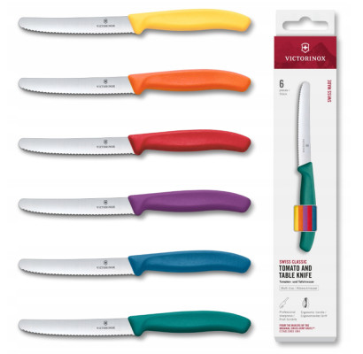 Набір ножів для томатів Victorinox Swiss Classic 6 ножів 11см хвил кольор 6.7836.6C1