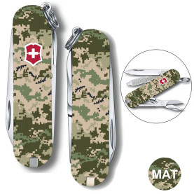 Складной нож Victorinox CLASSIC SD ARMY Пиксель с крас. Лого 0.6223.3.W3941pw