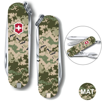 Складаний ніж Victorinox CLASSIC SD ARMY Піксель з черв. Лого 0.6223.3.W3941pw