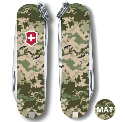Складаний ніж Victorinox CLASSIC SD ARMY Піксель з черв. Лого 0.6223.3.W3941pw