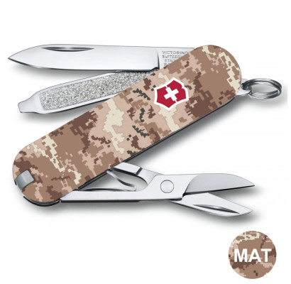 Складной нож Victorinox CLASSIC SD ARMY Пиксель песочный с крас. Лого 0.6223.7.W3945pw