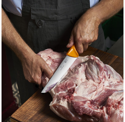 Ніж м'ясника Victorinox SWIBO 29см жовтий 5.8431.29