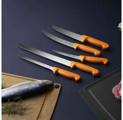 Ніж м'ясника Victorinox SWIBO 21см жовтий 5.8431.21