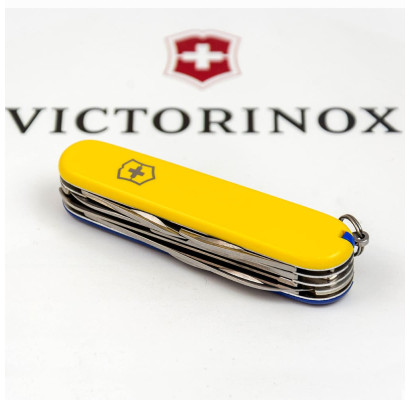Складаний ніж Victorinox HUNTSMAN UKRAINE жовто-синій 1.3713.8.2