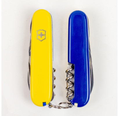 Складаний ніж Victorinox HUNTSMAN UKRAINE жовто-синій 1.3713.8.2