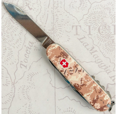 Складаний ніж Victorinox HUNTSMAN ARMY Піксель пісочний з черв. Лого 1.3713.7.W3945p