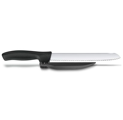 Ніж для нарізання з направляючою Victorinox SWISS CLASSIC DUX 21см хвил чорн 6.8663.21