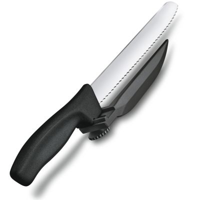 Ніж для нарізання з направляючою Victorinox SWISS CLASSIC DUX 21см хвил чорн 6.8663.21